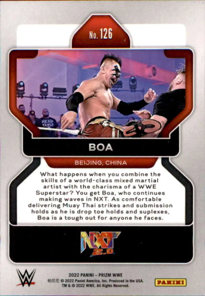 Wrestling trading card showing competitor in action from Panini Prizm WWE #126 Boa NXT 2.0