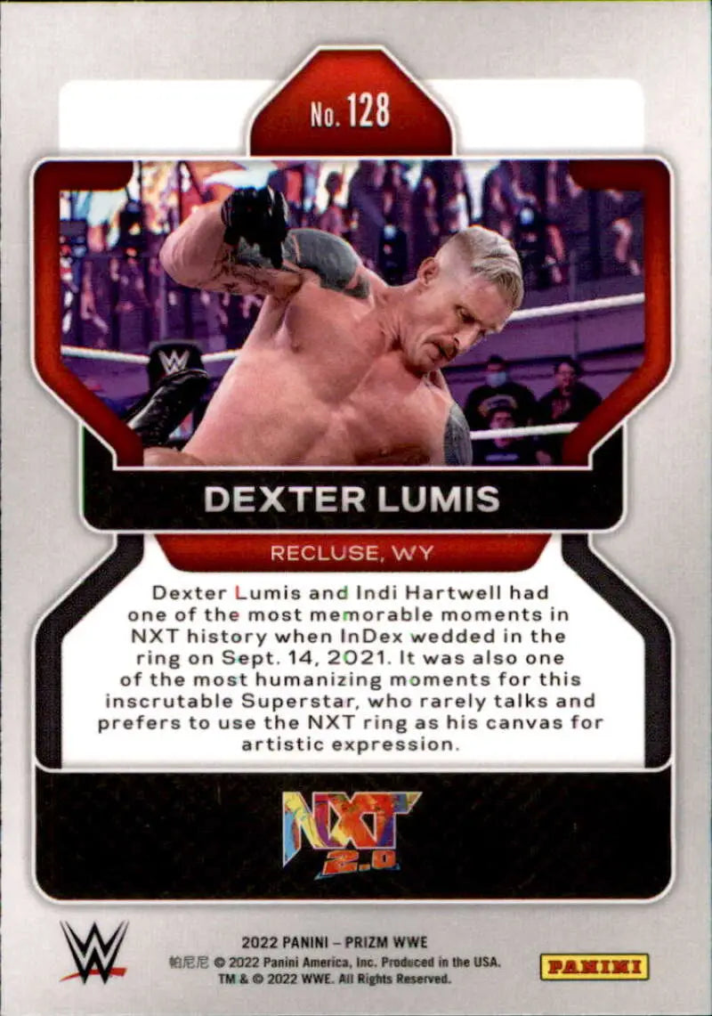 Wrestling trading card of Dexter Lumis in action from Prizm WWE 2022 series