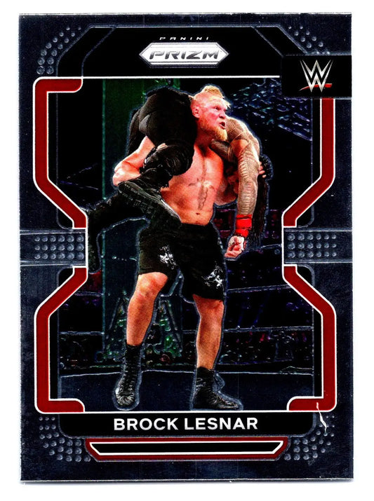 Brock Lesnar wrestling card from 2022 Panini Prizm WWE #135 collectible series