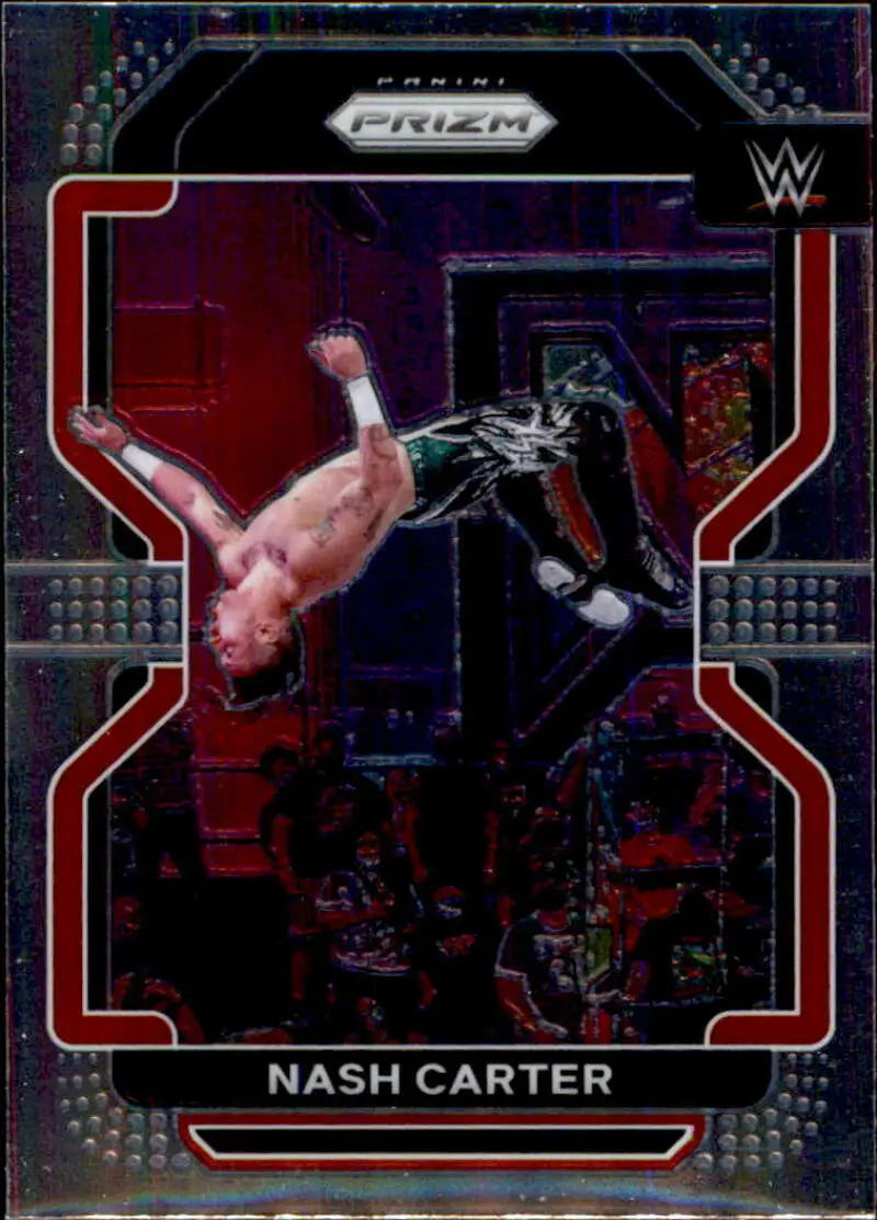 Nash Carter performing a wrestling move on a 2022 Panini Prizm WWE trading card