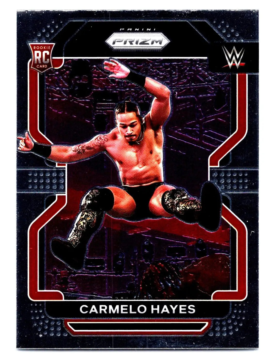 Carmelo Hayes wrestling card from 2022 Panini Prizm WWE #162 Rookie Collection