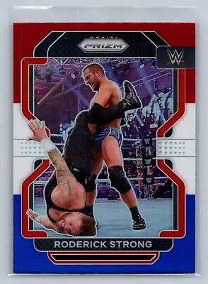 Roderick Strong wrestling card from 2022 Panini Prizm WWE Red White Blue Prizm