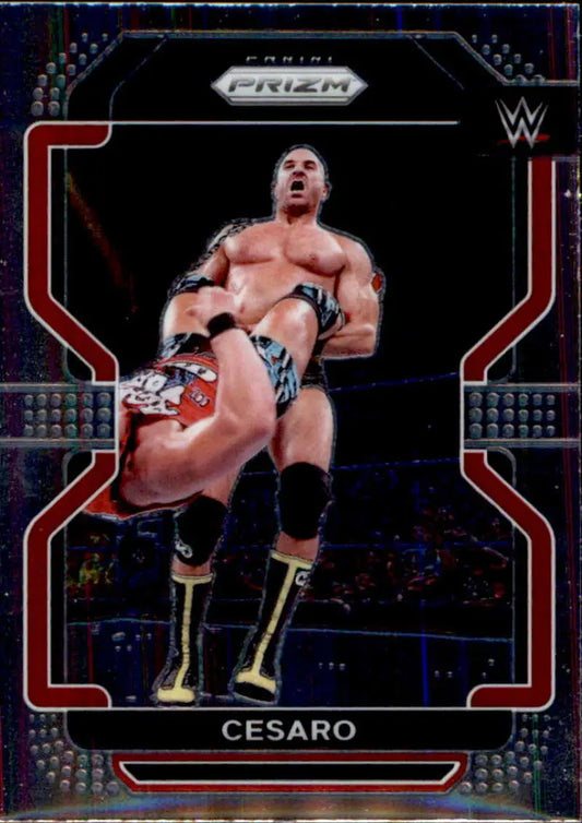 WWE trading card of Cesaro performing a jump in the ring from Panini Prizm SmackDown