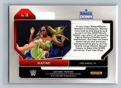 2022 Panini Prizm WWE #18 Naomi wrestling card for collectors and fans