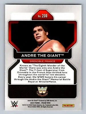 Andre the Giant wrestling card from 2022 Panini Prizm WWE #200 collectible series