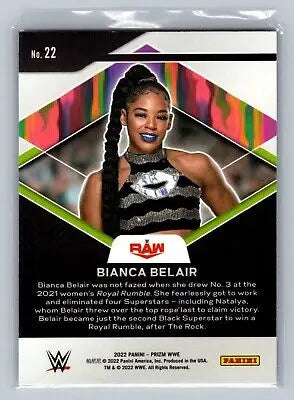 Bianca Belair wrestling card from 2022 Panini Prizm WWE #22 Fearless set