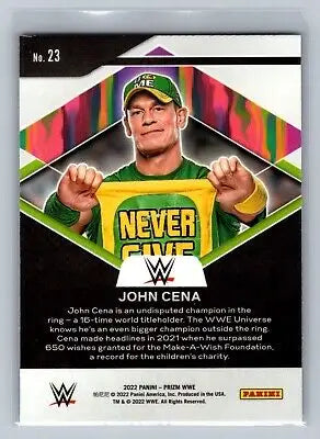 John Cena wrestling card from 2022 Panini Prizm WWE #23 featuring Fearless design