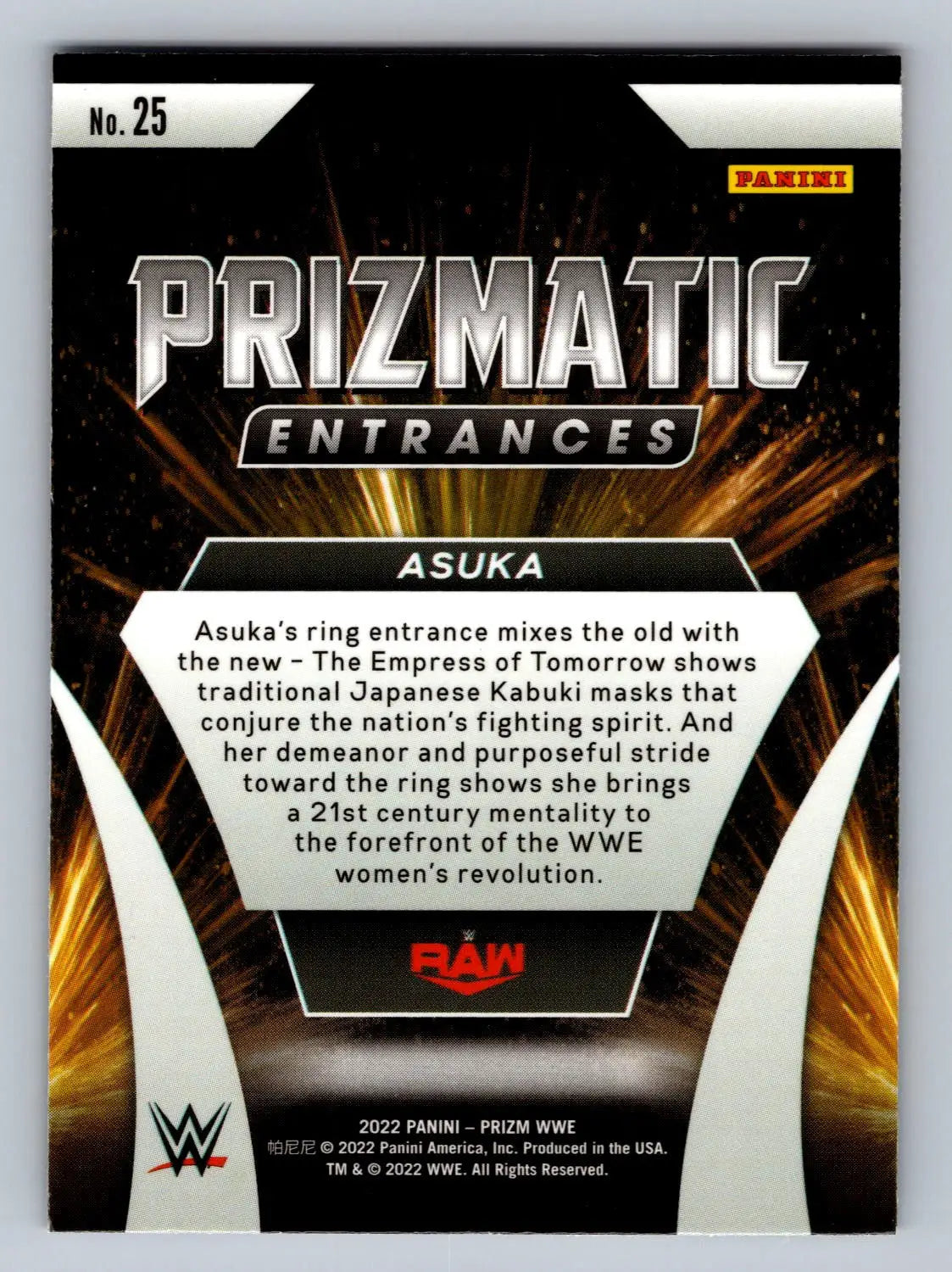 2022 Panini Prizm WWE #25 Asuka Prizmatic Entrances trading card for collectors