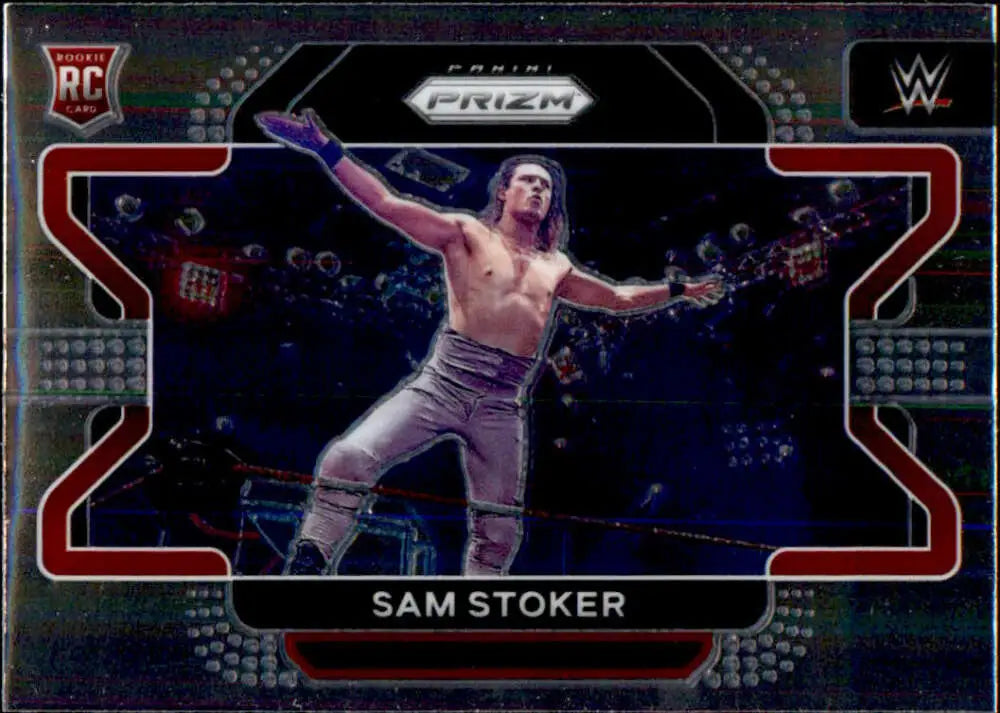 WWE Prizm trading card of Sam Stoker celebrating from Panini Prizm WWE NXT UK