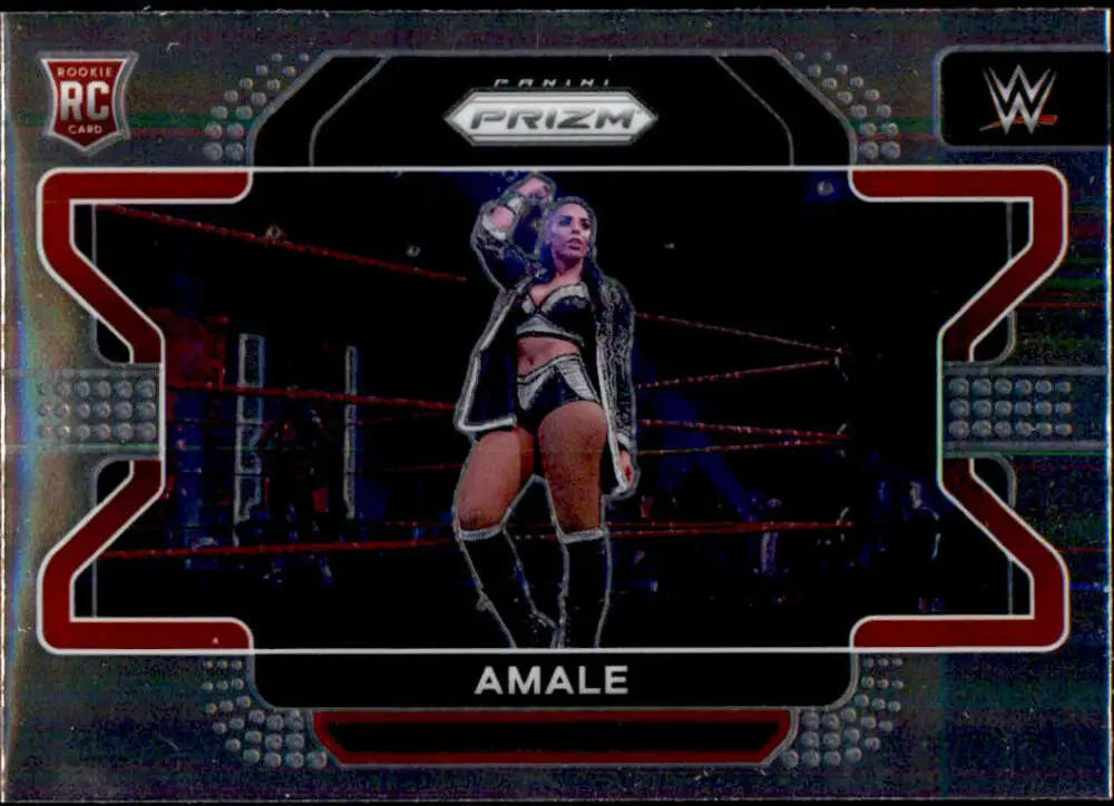 WWE Prizm trading card of Amale in black ring attire from Panini Prizm WWE collection