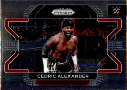 WWE Prizm trading card of Cedric Alexander in black shorts and white wrist tape