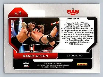 Randy Orton wrestling card from 2022 Panini Prizm WWE #78 Hyper Prizm edition