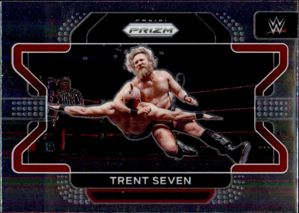 WWE trading card of Trent Seven mid-air maneuver from Panini Prizm 2022 collection