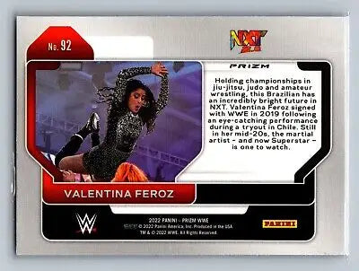 Valentina Feroz Green Prizm wrestling card from 2022 Panini Prizm WWE #92