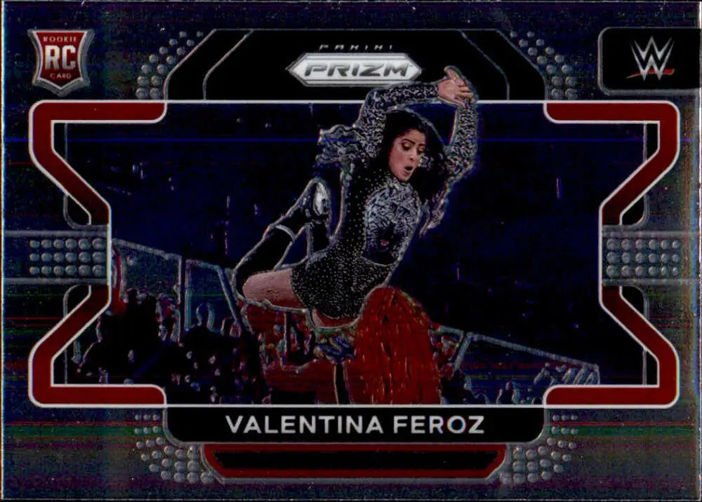 WWE Prizm trading card of Valentina Feroz performing an aerial move in sparkly outfit