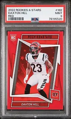 2022 Panini Rookies & Stars Daxton Hill #182 Red Football PSA 9 card display