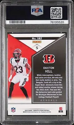 Graded Daxton Hill football card from 2022 Panini Rookies & Stars PSA 9