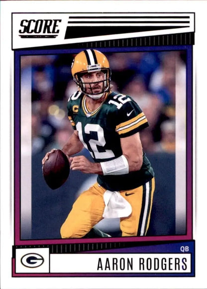 2022 Panini Score Aaron Rodgers card featuring the Green Bay Packers NFL #96