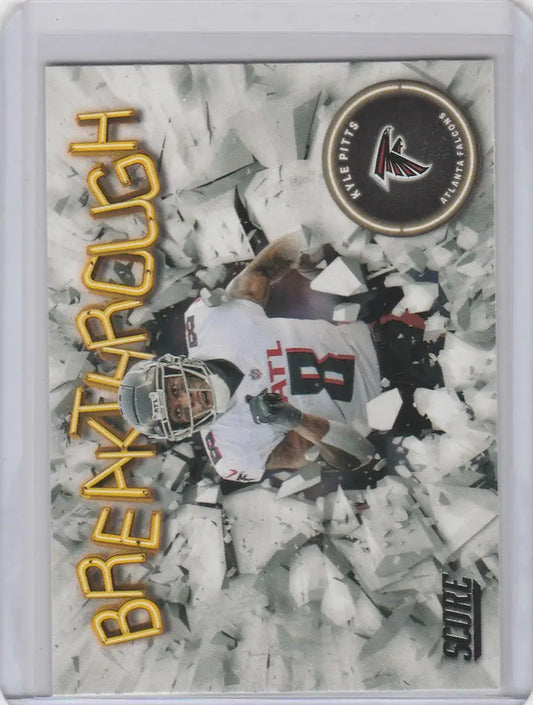 Football trading card of Kyle Pitts Atlanta Falcons, 2022 Panini Score Breakthrough #83