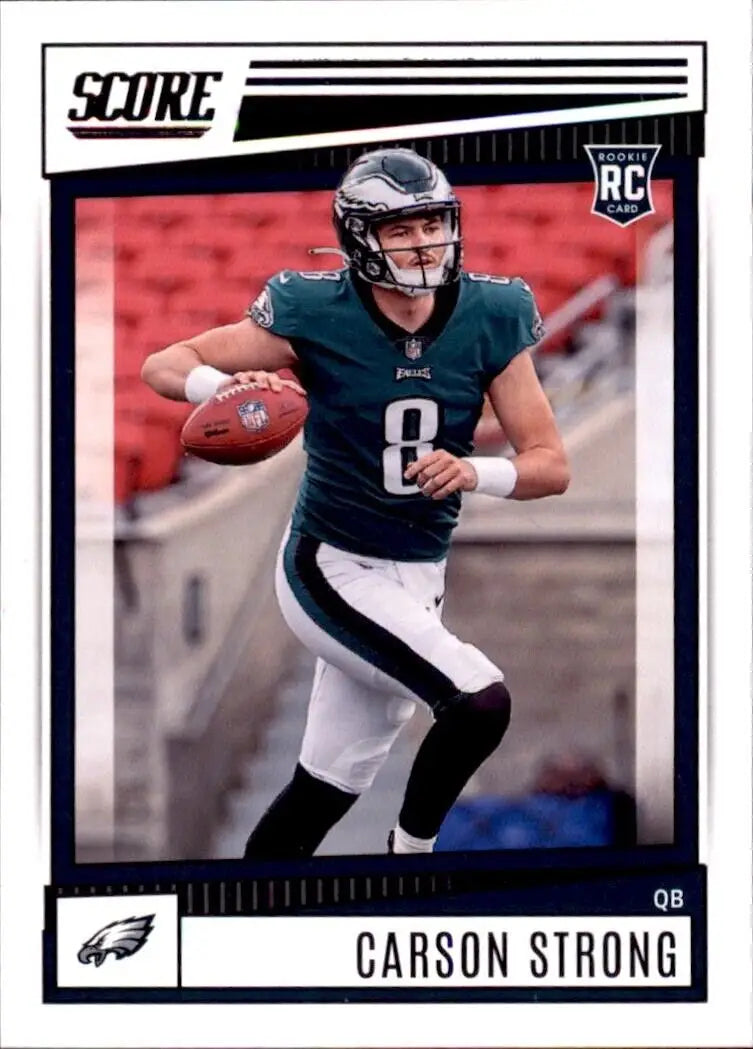 Carson Strong rookie card from 2022 Panini Score Philadelphia Eagles NFL collection