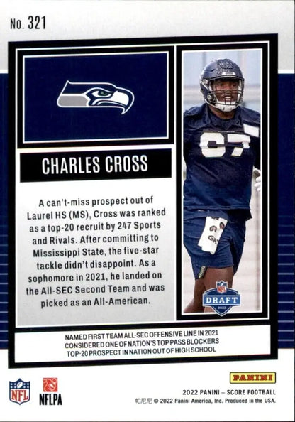 2022 Panini Score Charles Cross Rookie Seattle Seahawks NFL Football Card #321