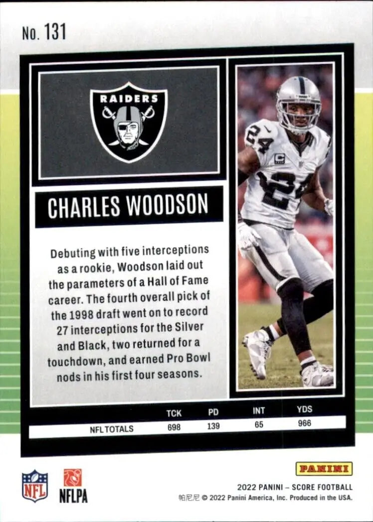 2022 Panini Score Charles Woodson Oakland Raiders NFL Football Card #131