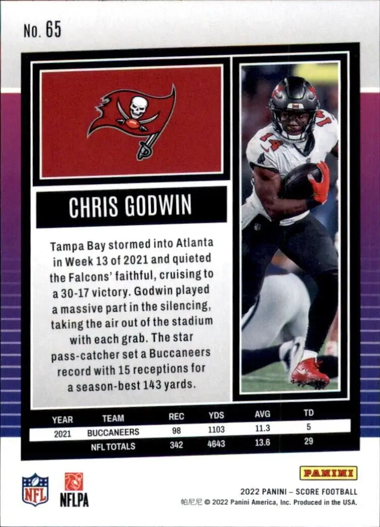 Chris Godwin Tampa Bay Buccaneers 2022 Panini Score Football Card #65