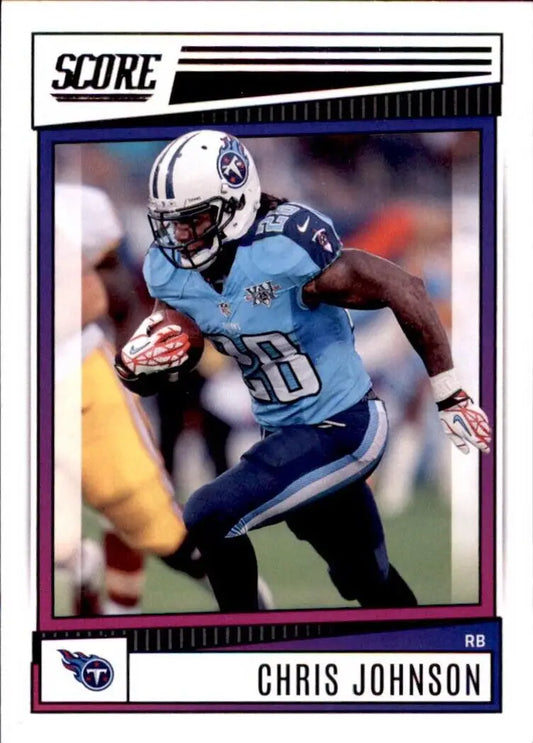 Chris Johnson Tennessee Titans Panini Score football card #36 displayed prominently