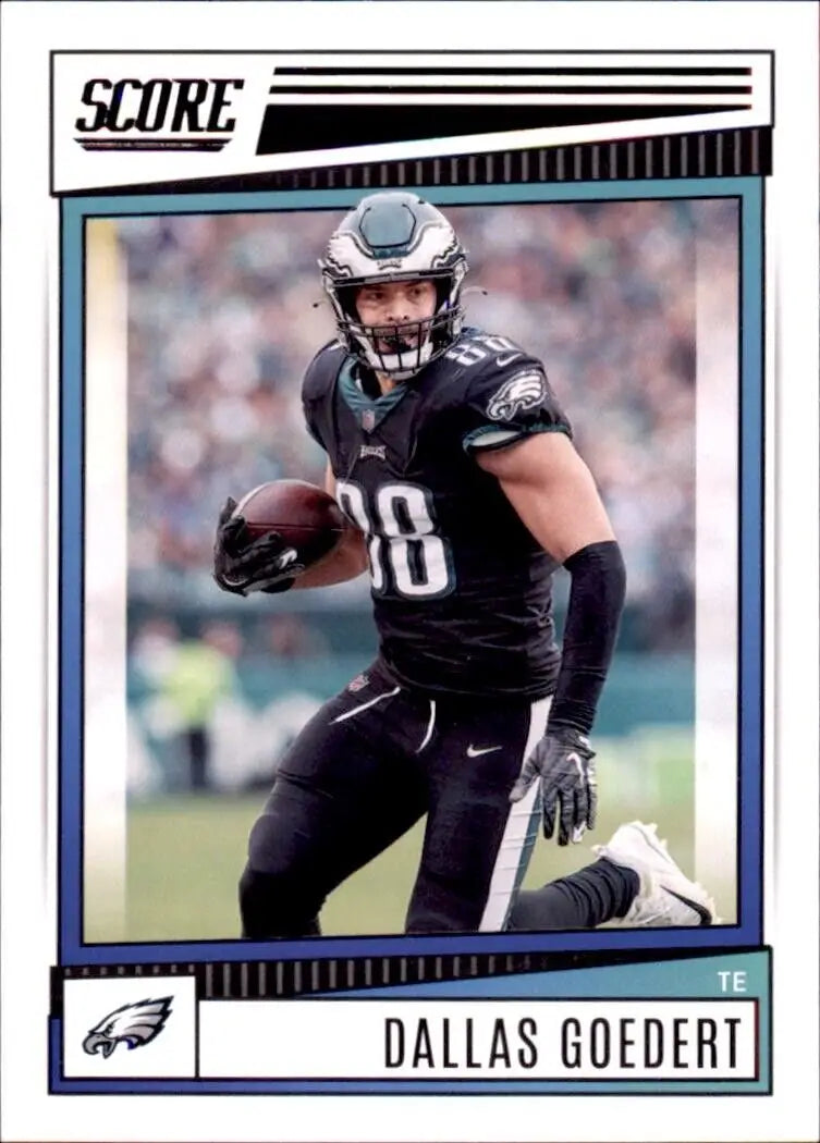 Dallas Goedert Panini Score card featuring the Philadelphia Eagles NFL player #243