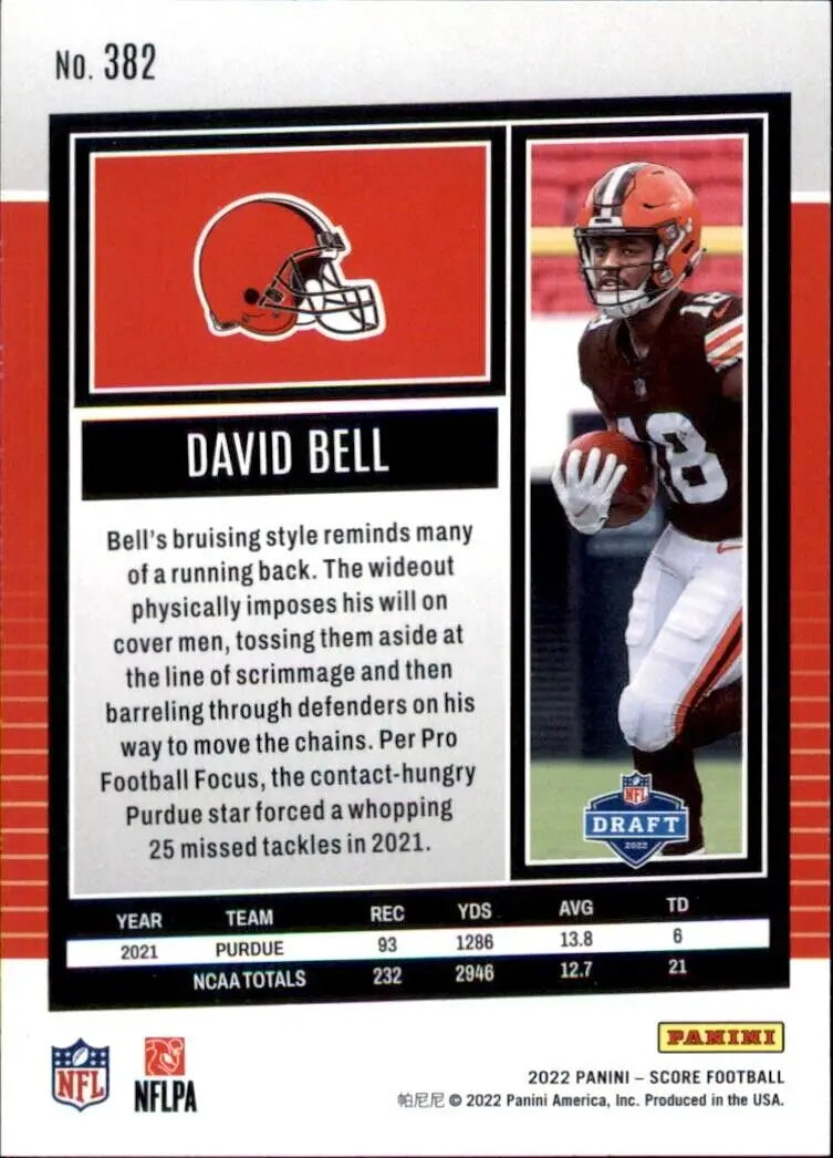 David Bell Rookie card from 2022 Panini Score Cleveland Browns NFL #382