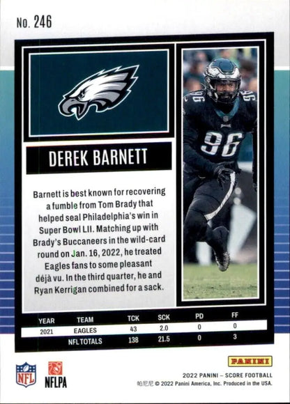 2022 Panini Score Derek Barnett Philadelphia Eagles NFL Football Card #246