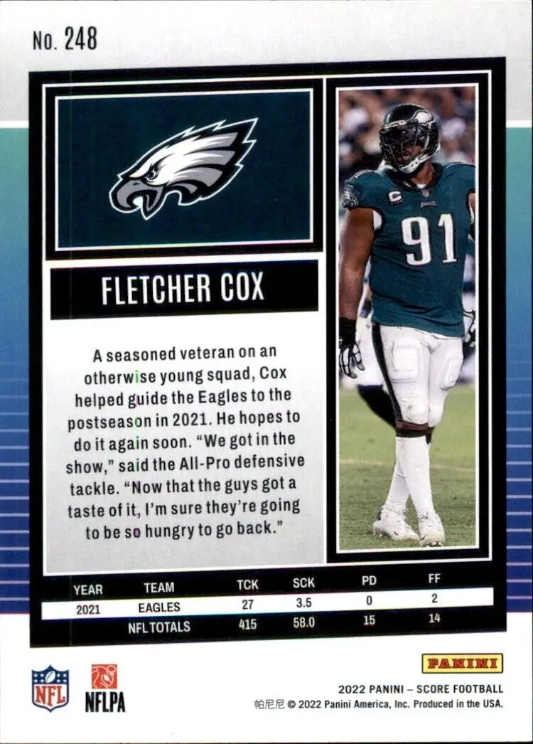 Fletcher Cox Philadelphia Eagles 2022 Panini Score Football Card #248