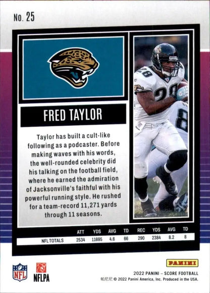 Fred Taylor Jacksonville Jaguars football card from 2022 Panini Score set