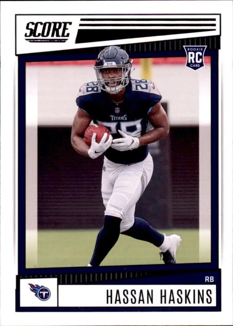 Hassan Haskins rookie card from 2022 Panini Score Tennessee Titans NFL Football #327