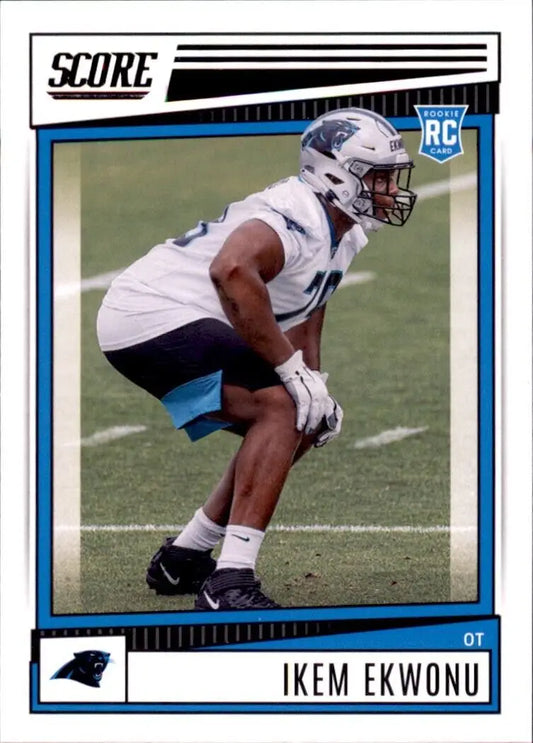 Ikem Ekwonu Rookie Card from 2022 Panini Score for Carolina Panthers fans