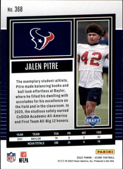 Jalen Pitre Rookie card from 2022 Panini Score Houston Texans NFL #368