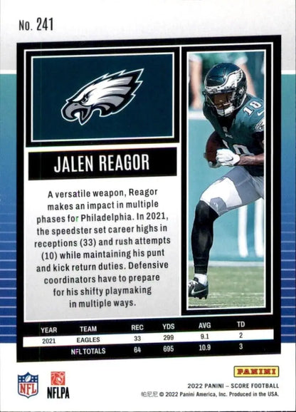 Jalen Reagor Philadelphia Eagles football card from 2022 Panini Score #241