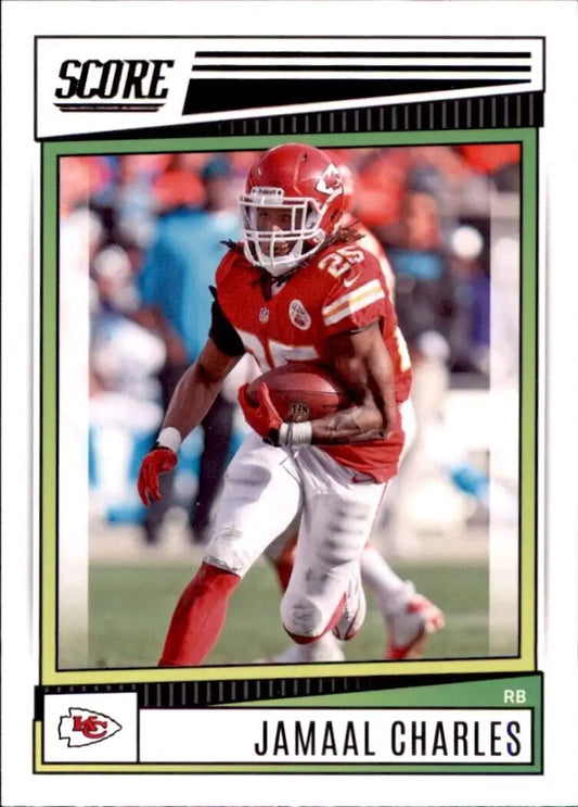 Score Jamaal Charles Football Card from 2022 Panini, featuring Kansas City Chiefs star