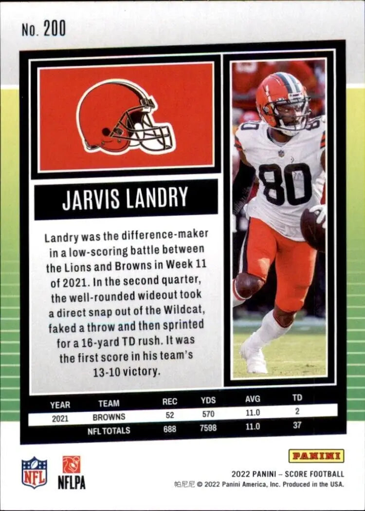 Football trading card of Score Jarvis Landry from the Cleveland Browns NFL 2022