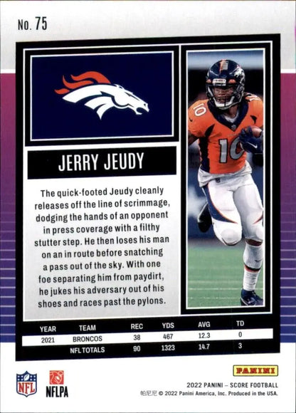 2022 Panini Score Jerry Jeudy Denver Broncos NFL Football Card #75 for collectors