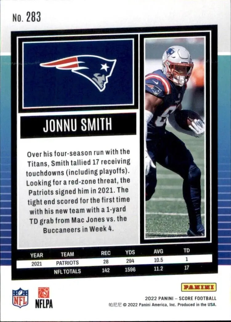 2022 Panini Score Jonnu Smith New England Patriots NFL Football card #283