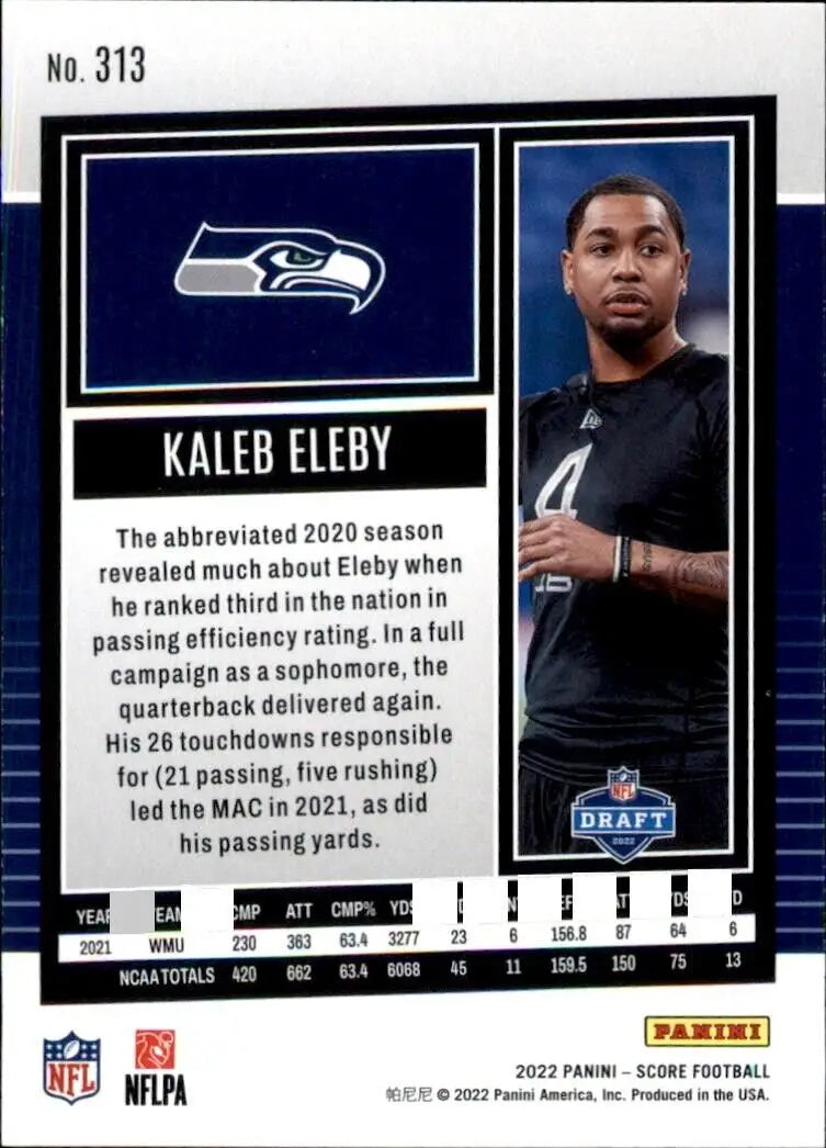 Kaleb Eleby Rookie football card from 2022 Panini Score Seattle Seahawks NFL #313