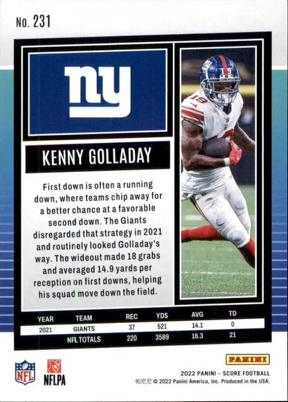 Kenny Golladay football card from 2022 Panini Score New York Giants NFL #231