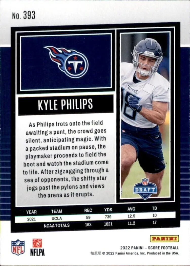 Kyle Philips Rookie 2022 Panini Score Football Trading Card Tennessee Titans #393