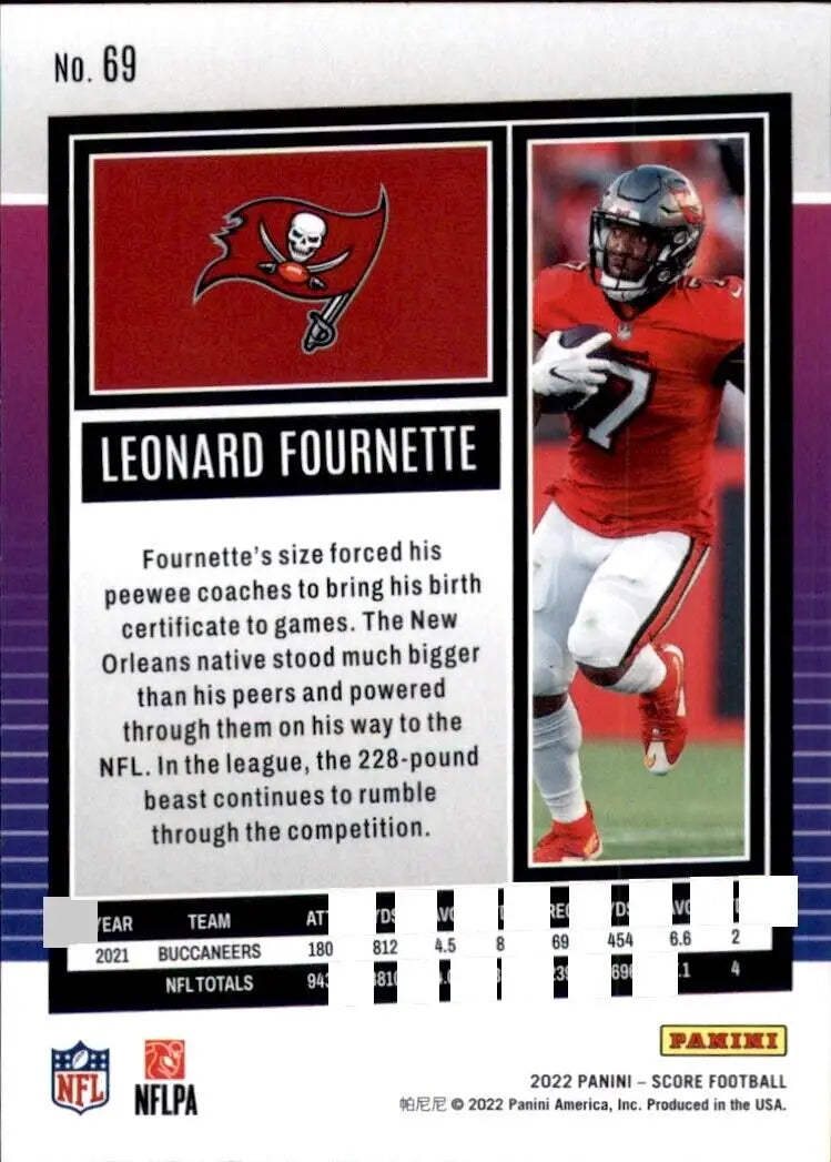 Score Leonard Fournette Tampa Bay Buccaneers NFL Football Card 2022 Panini Score #69