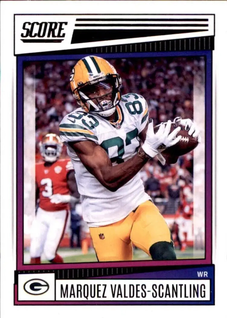 Marquez Valdes-Scantling football card from 2022 Panini Score Green Bay Packers NFL