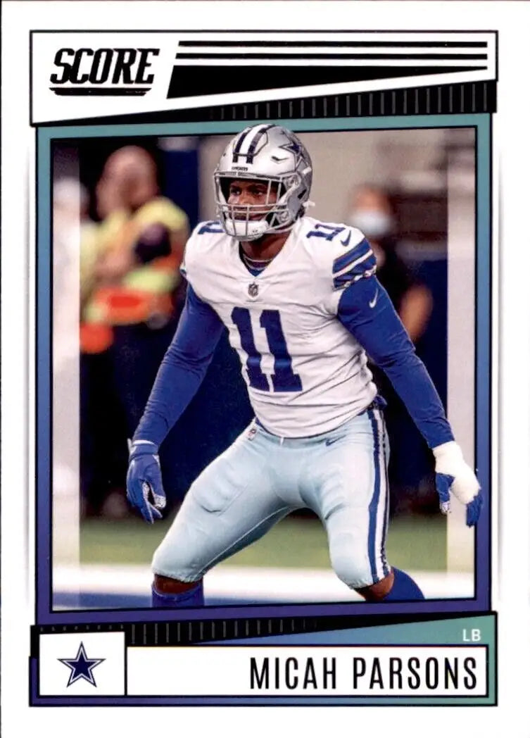 Score Micah Parsons football card from the 2022 Panini Score Dallas Cowboys set