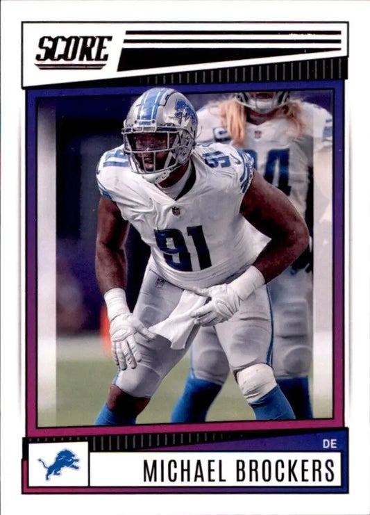 Football trading card featuring 2022 Panini Score Michael Brockers Detroit Lions #90