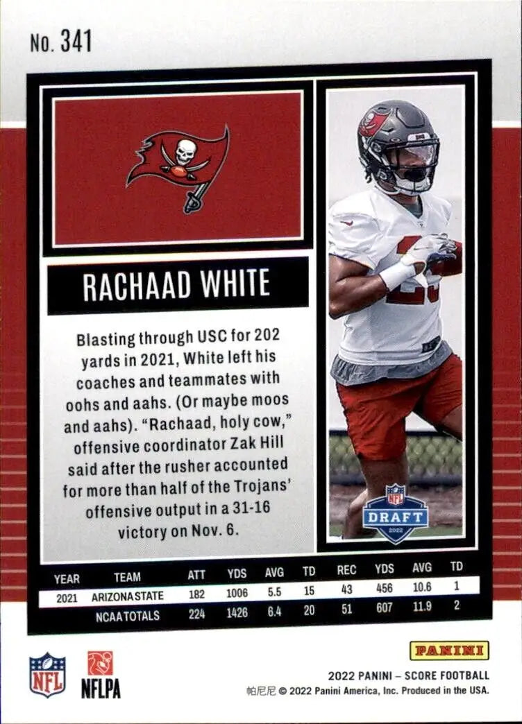 2022 Panini Score Rachaad White Rookie Card Tampa Bay Buccaneers NFL #341