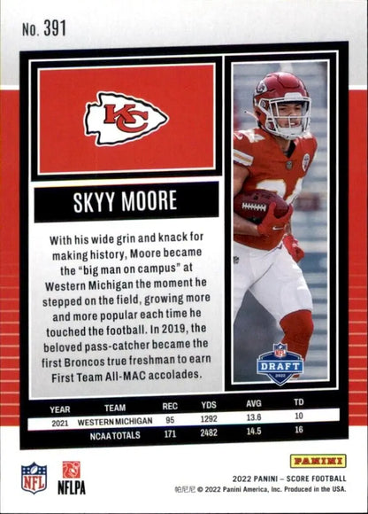 Skyy Moore Rookie Card from 2022 Panini Score Kansas City Chiefs NFL #391